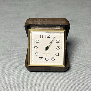 Vintage Westclox Folding Clock Mechanical Wind Travel Alarm Clock-Brown-Working